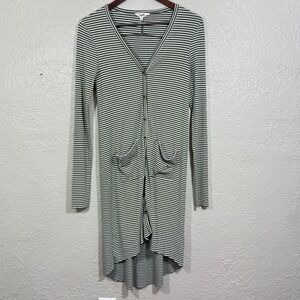 Long Line‎ Duster Cardigan Sweater Small Ribbed Olive Pockets Western Festival